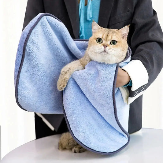 1pc Pet Super Absorbent Towel, Cat and Dog Quick Drying Towel, Pocket Style Scrubbing Gloves, Pet Bath Towel