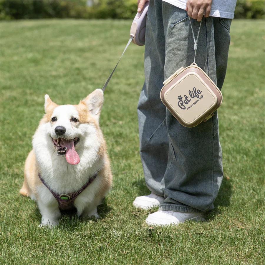 Madden Portable Double-decker Dog Travel Bowl For Cat Folding Bowl Food and Water Pet Outdoor Travel Supplies