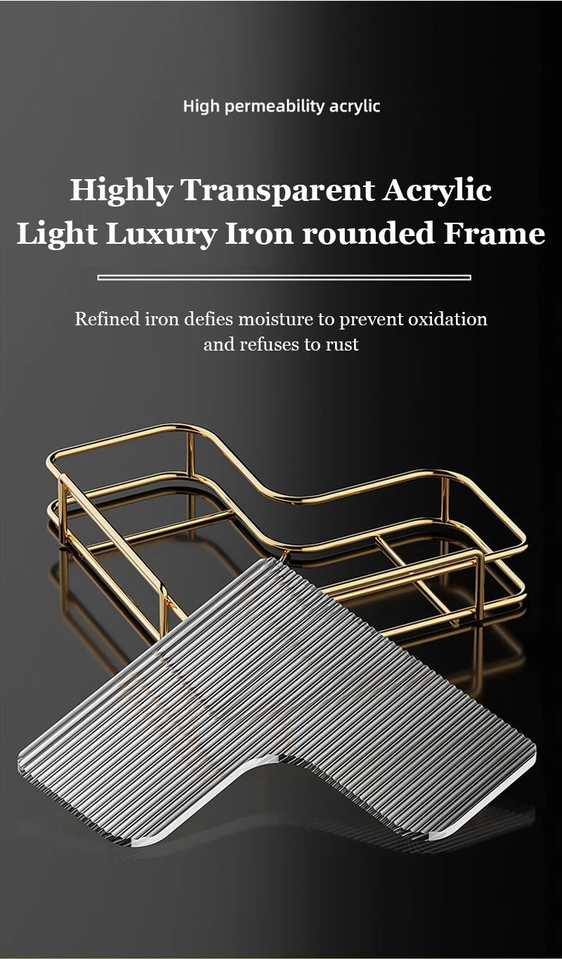 Luxury Acrylic Bathroom Shelf without Drilling Corner Shelf For Shower Kitchen Toilet Skincare Organizer Bathroom Accessories