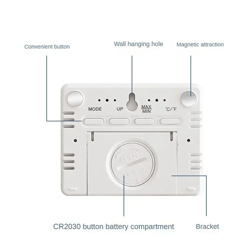 Ultra Thin Alarm Clock LCD Large Screen Digital Temperature Hygrometer Simple Alarm Clock Magnetic Design Desk Decoration Clocks