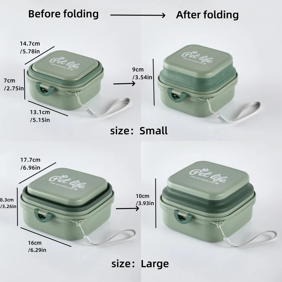 Madden Portable Double-decker Dog Travel Bowl For Cat Folding Bowl Food and Water Pet Outdoor Travel Supplies