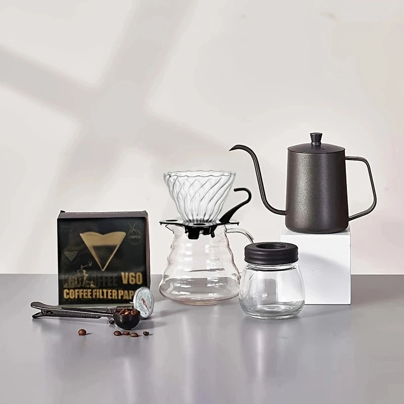 Outdoor combination portable commercial gift box, powder press, powder distributor, hand brewed coffee pot set