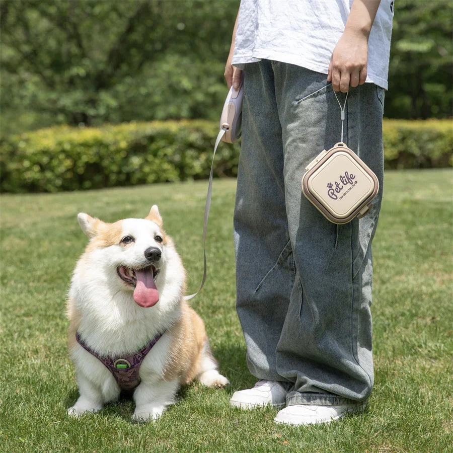 Madden Portable Double-decker Dog Travel Bowl For Cat Folding Bowl Food and Water Pet Outdoor Travel Supplies