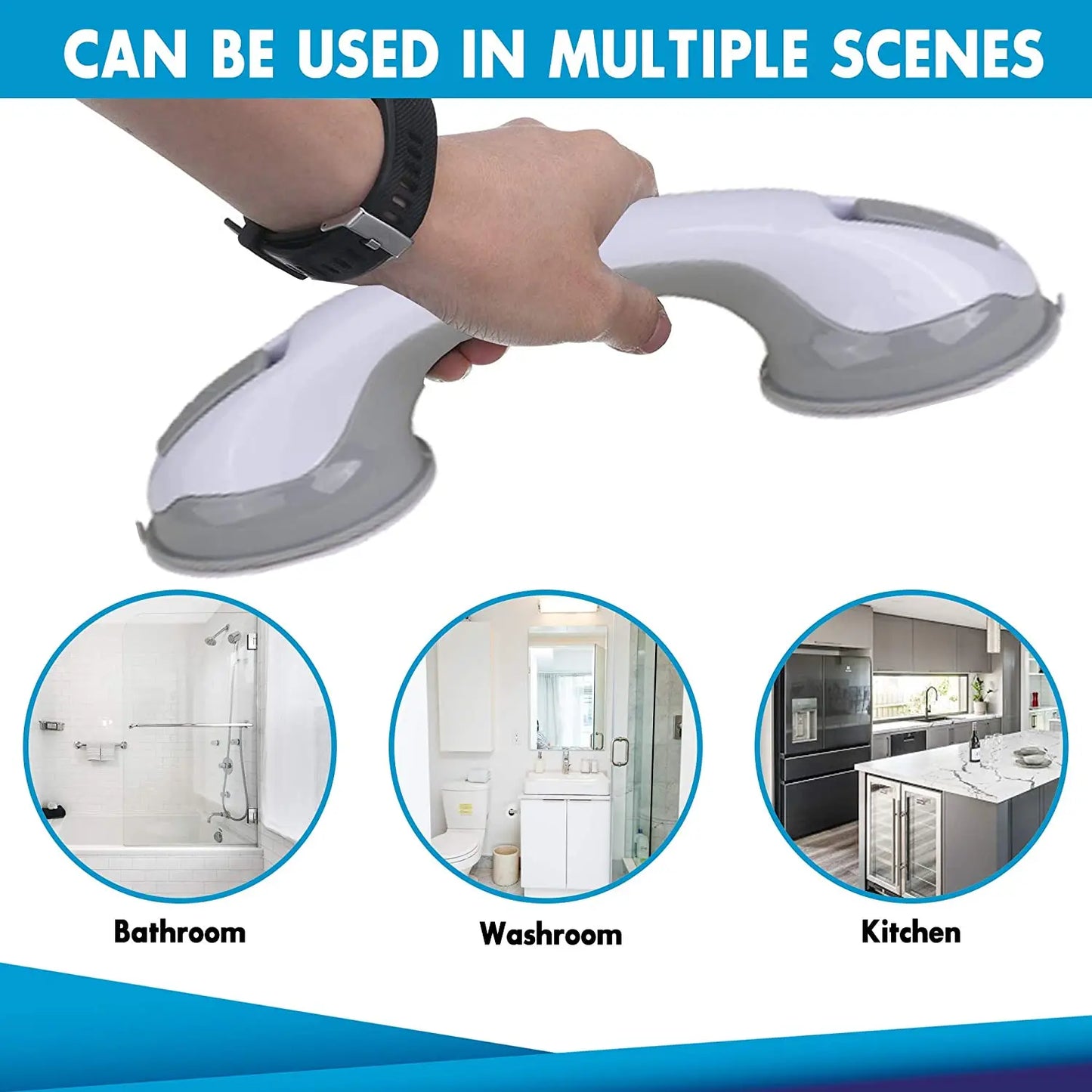 Hot 1/2Pcs Safety Helping Handle Anti Slip Support Toilet Bathroom Safe Grab Bar Handle Vacuum Sucker Suction Cup Handrail