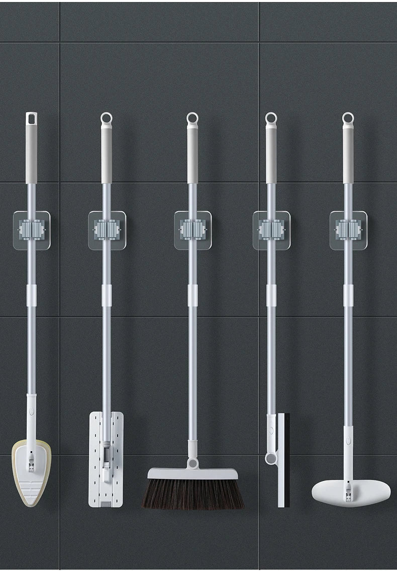 2/4PCS Home Storage Rack Bathroom Suction Hanging Pipe Traceless Hooks Wall Mounted Mop Organizer Holder Waterproof Broom Hanger