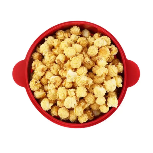 Kitchen Microwave Popcorn Bowl Bucket Silicone DIY Red Popcorn Maker with Lid Chips Fruit Dish High Quality Easy Tools