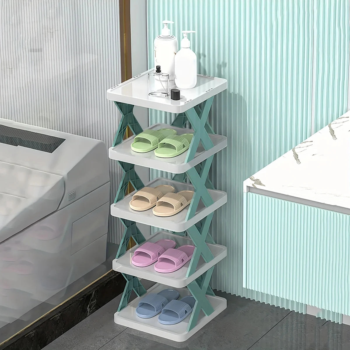 1PC foldable shoe rack for household doorstep, indoor simple combination shoe rack, space saving, detachable, and easy to carry
