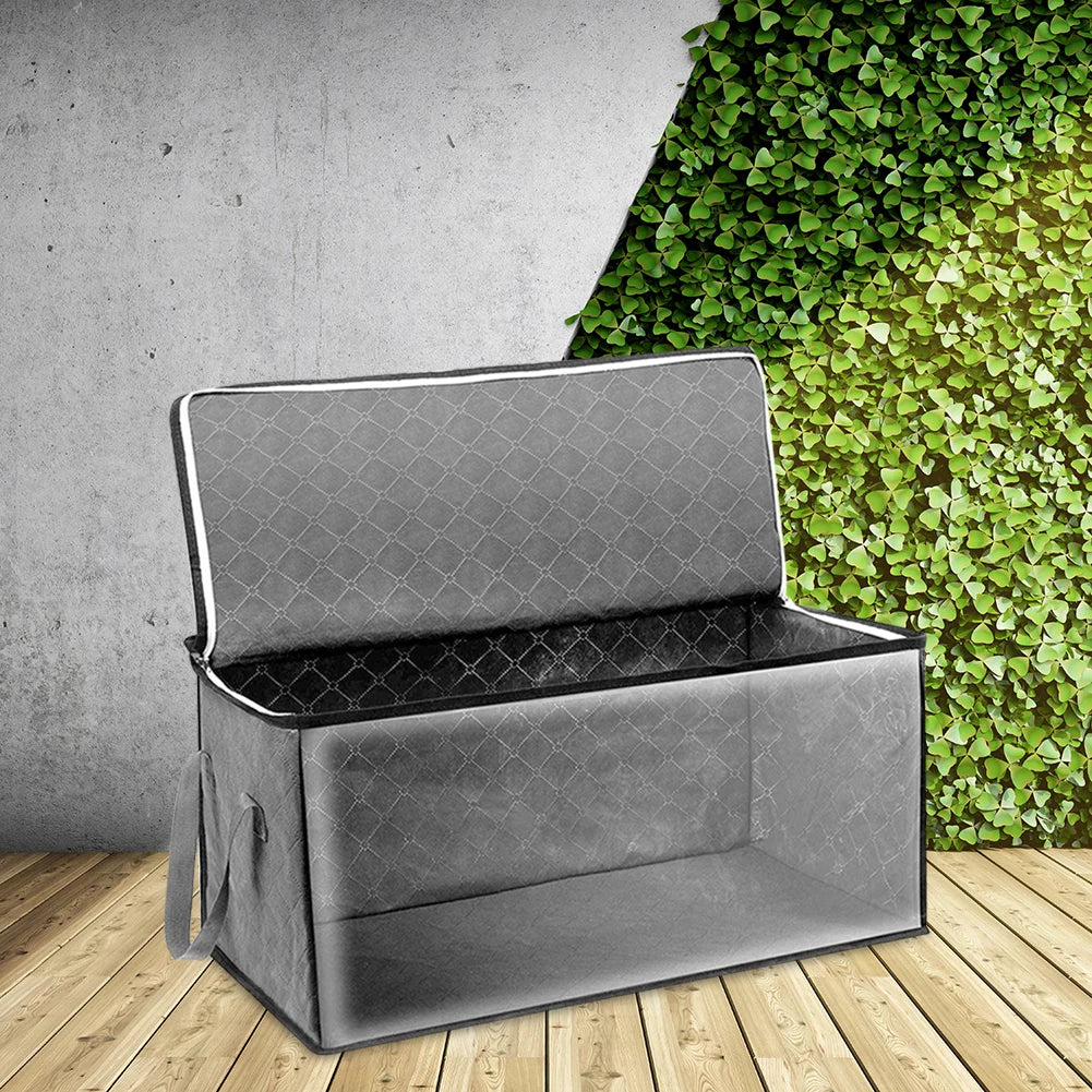 Large Capacity Clothes Storage Bag Non-Woven Foldable Quilt Storage Bag with Lids Zipper Wardrobe Clothing Organizer Sorting Box