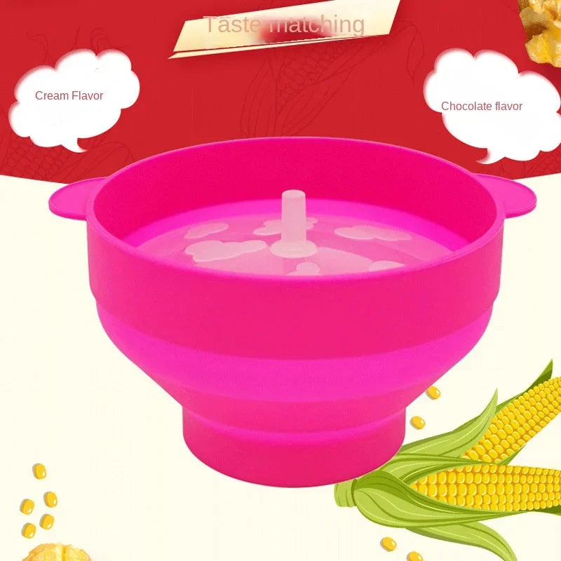 Kitchen Microwave Popcorn Bowl Bucket Silicone DIY Red Popcorn Maker with Lid Chips Fruit Dish High Quality Easy Tools