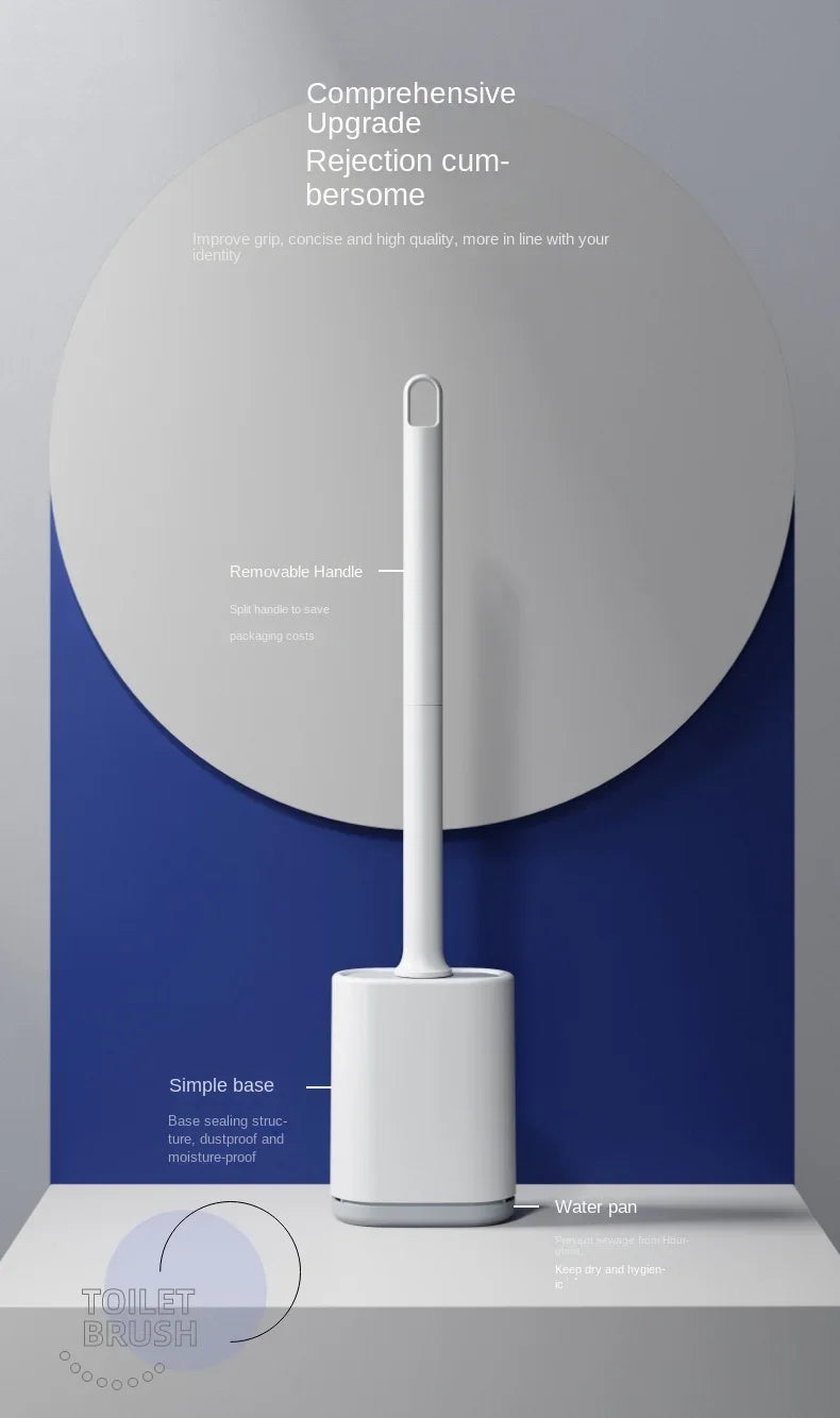 Light luxury Silicone Toilet Brush with Long Handle Flexible Cleane MINI Bathroom Brush Quick Drying Holder Bathroom Accessories