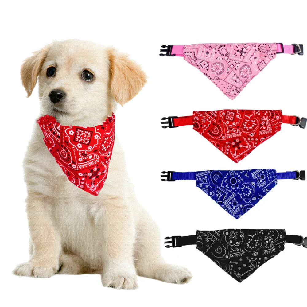1pc Pink Color Random Pattern Pet Bandana With Adjustable Triangle Shape & Buckle Pet Dog Neck Scarf Puppy Cat Dog Collar Bibs