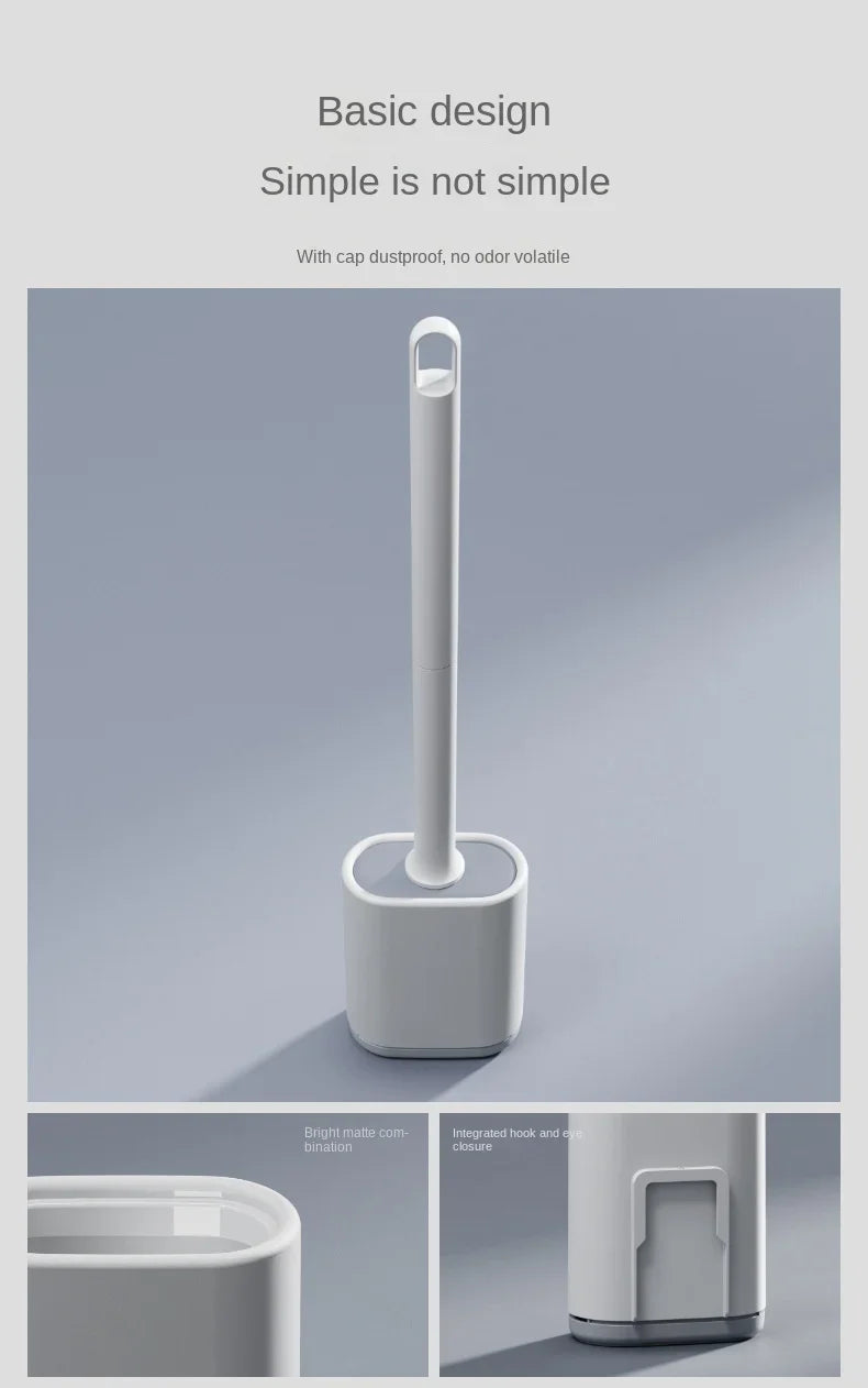 Light luxury Silicone Toilet Brush with Long Handle Flexible Cleane MINI Bathroom Brush Quick Drying Holder Bathroom Accessories