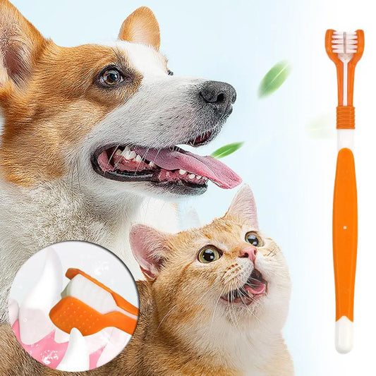 3 Sided Pet Toothbrush Dog Plastic Toothbrush Removing Bad Breath Care Tartar Cleaning Mouth Pet Dental Cat Cleaning Mouth