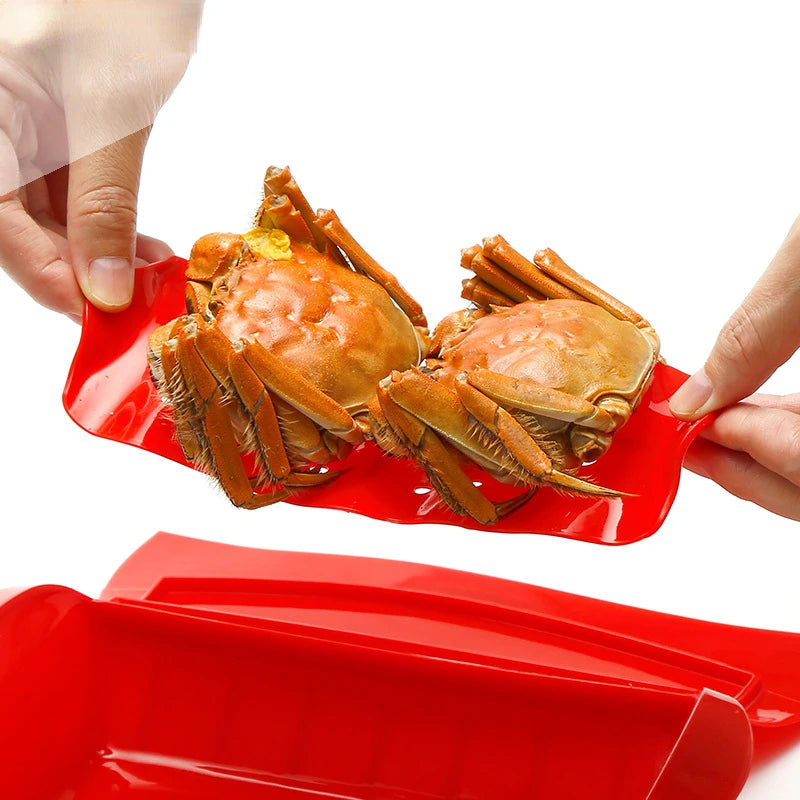 Kitchen Gadget Creative Silicone Steaming Fish Bowl Silicone Steaming Cage Microwave Oven with Cover Silicone Steaming Box