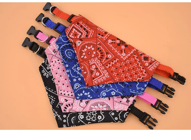 1pc Pink Color Random Pattern Pet Bandana With Adjustable Triangle Shape & Buckle Pet Dog Neck Scarf Puppy Cat Dog Collar Bibs