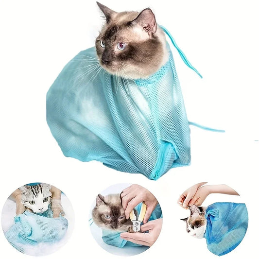 Cat washing bag multi-purpose nail clipper anti-scratch and anti-bite bathing bag fixed bag cat cleaning and grooming tools