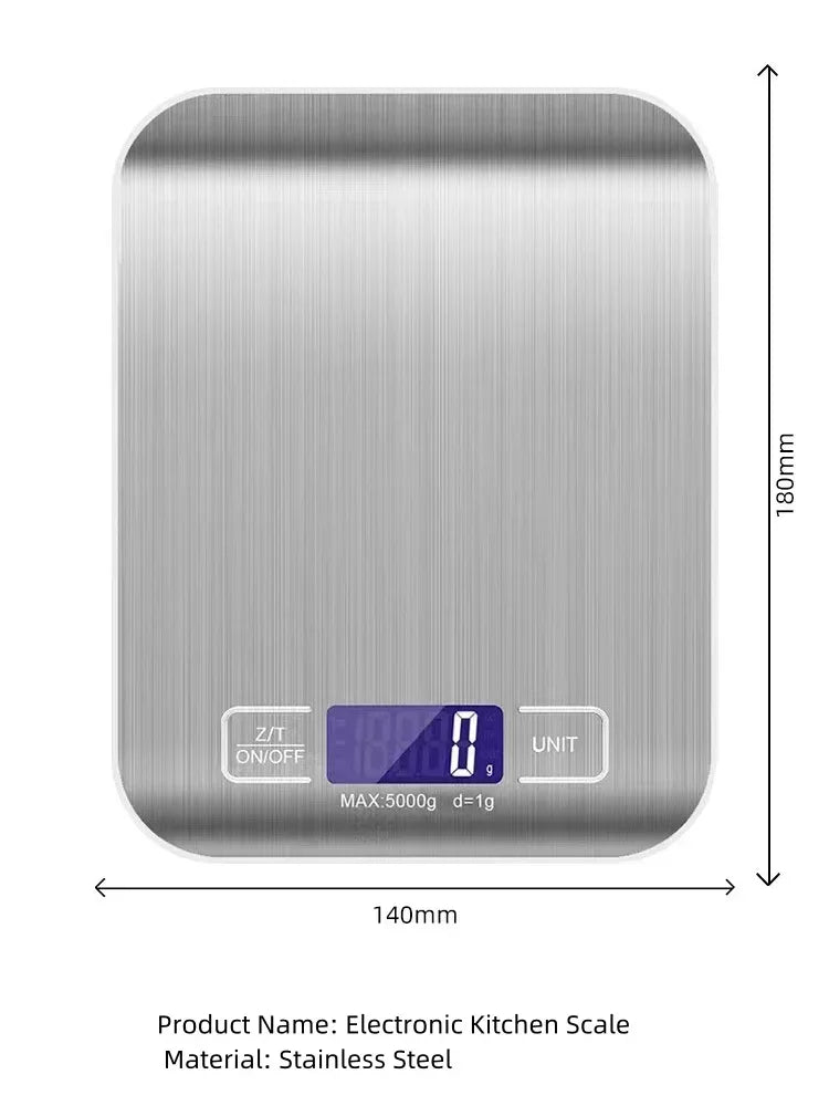Multifunctional Stainless Steel Kitchen Scale with LCD Display