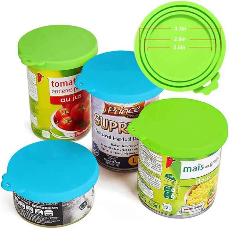 2pcs/set Reusable Pet Food Can Cover and Spoon Portable Dogs Cat Storage Tin Cap Lid Seal Cover Health Pet Supplies Pet Lids Can