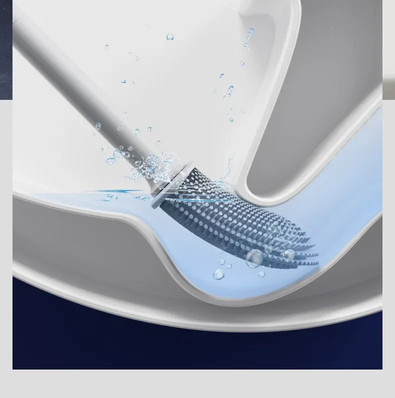 Light luxury Silicone Toilet Brush with Long Handle Flexible Cleane MINI Bathroom Brush Quick Drying Holder Bathroom Accessories