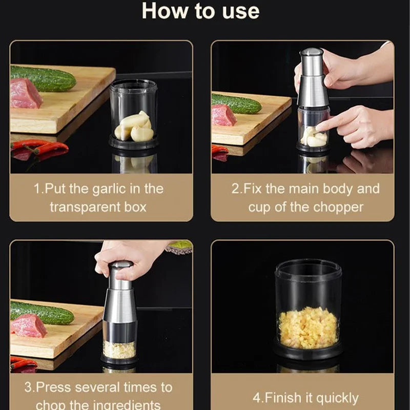 Manual Garlic Press Machine Onion Chopper Garlic Squeezer Fruit Vegetable Crusher Kitchen Chopper Tool