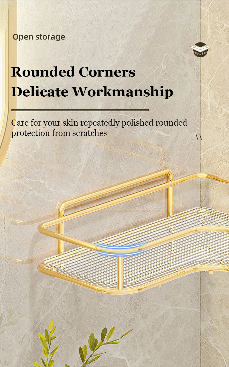 Luxury Acrylic Bathroom Shelf without Drilling Corner Shelf For Shower Kitchen Toilet Skincare Organizer Bathroom Accessories
