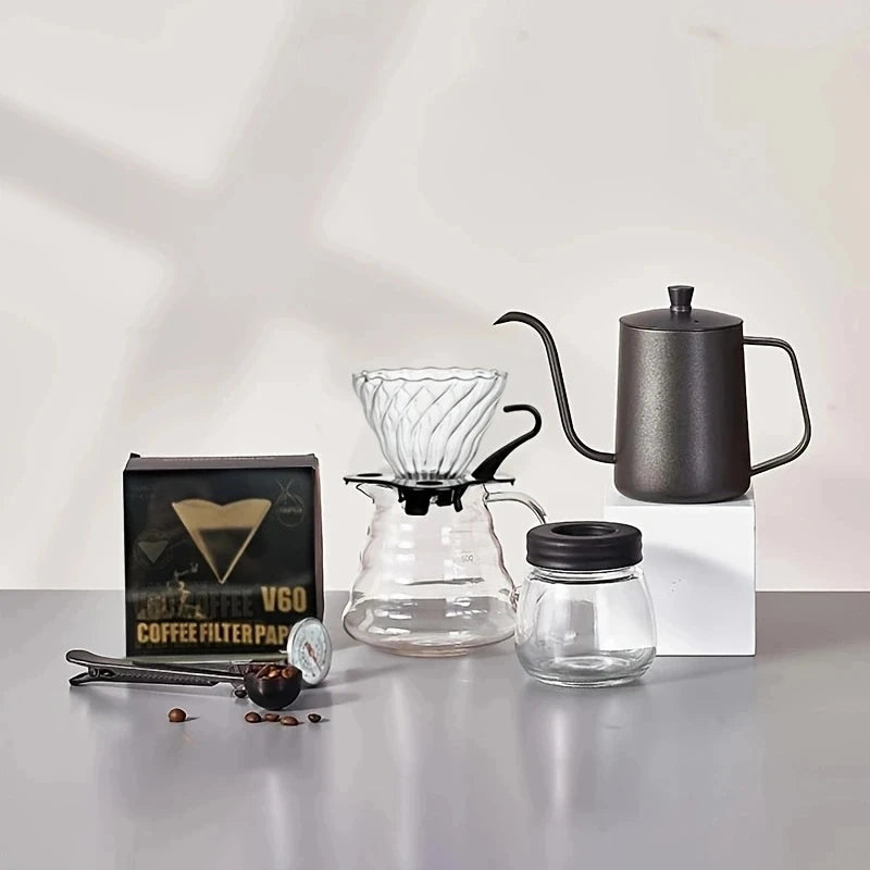 5/6/7pcs-Fashion Portable Coffee Set Grinder Scale With Timer Pour Over Coffee Kettle Drip Coffee Maker Accessories Gift