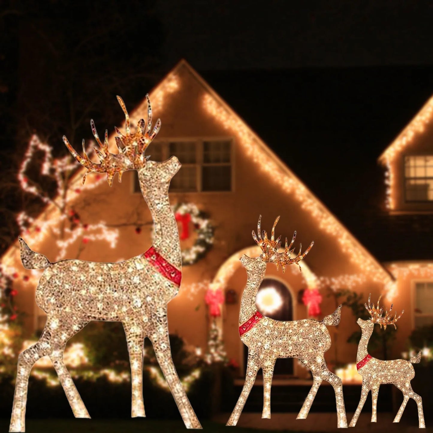 Lighted Christmas Deer Sleigh Outdoor Yard Decoration Winter Decoration For Front Yards New Fashion And Simple Furnishings 2024