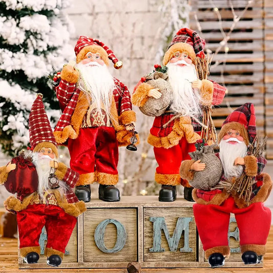 Standing Santa Doll Cute Doll Christmas Decoration 2024 Statue Festive Party Tabletop Cabinet Decoration Supplies Accessories
