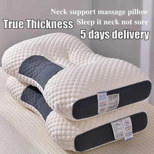 The concave convex design of the human body helps massage the neck, and the fiber massage pillow helps with sleep
