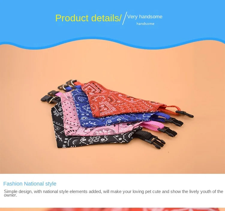 1pc Pink Color Random Pattern Pet Bandana With Adjustable Triangle Shape & Buckle Pet Dog Neck Scarf Puppy Cat Dog Collar Bibs