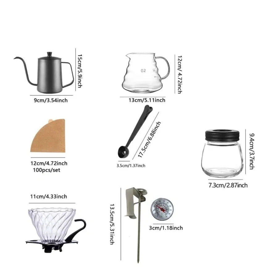 5/6/7pcs-Fashion Portable Coffee Set Grinder Scale With Timer Pour Over Coffee Kettle Drip Coffee Maker Accessories Gift