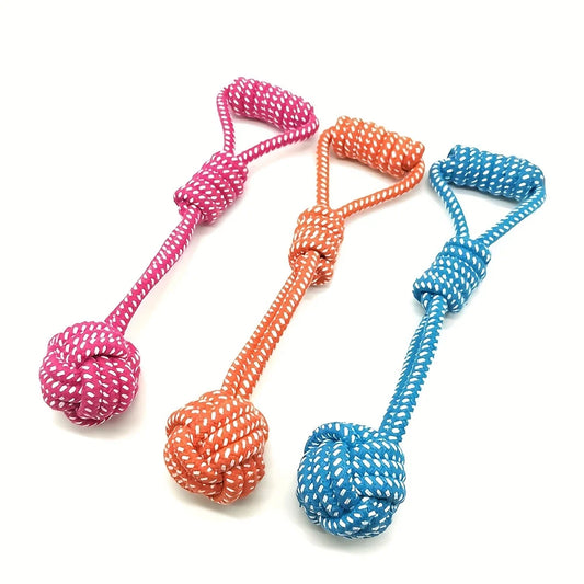 1pcs Dog Cotton Rope Toy Molar Bite Resistant Braided Rope Knot Toy Medium Large Hand Pull Toy Pet Random Color