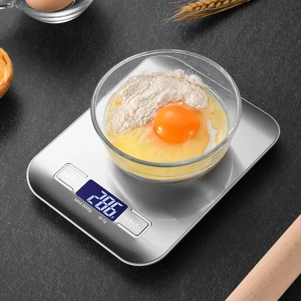 Multifunctional Stainless Steel Kitchen Scale with LCD Display