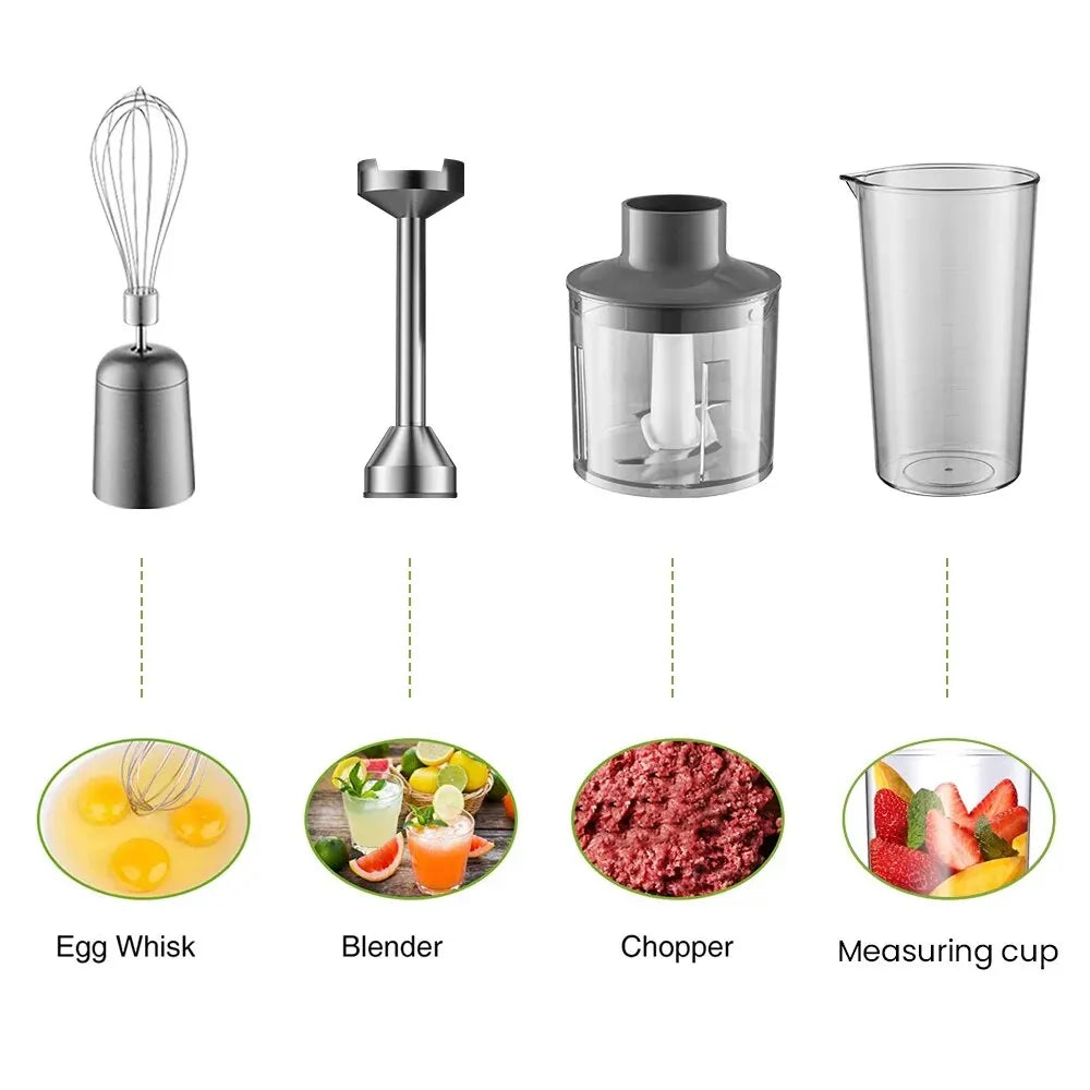 MIUI Hand Immersion Blender 1000W Powerful 4-in-1,Stainless Steel Stick Food Mixer