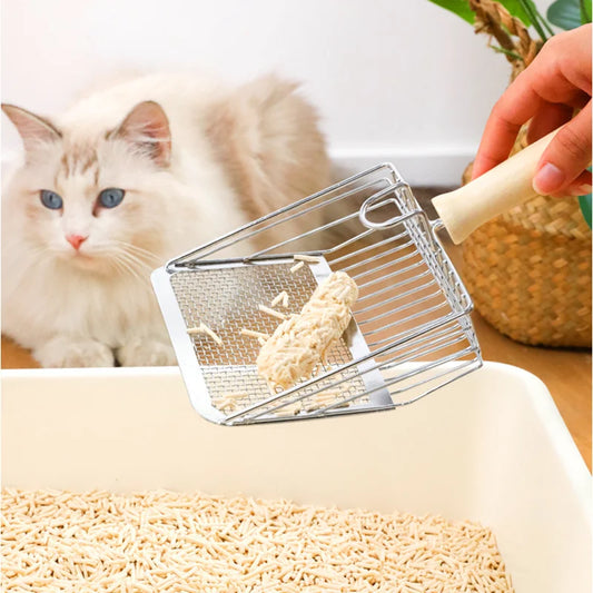 Cat Litter Scoop Stainless Steel Durable Handle Pet Poop Shovel Pet Cleaning Tool Metal Aluminum Alloy  Cat Litter Scoop For Cat