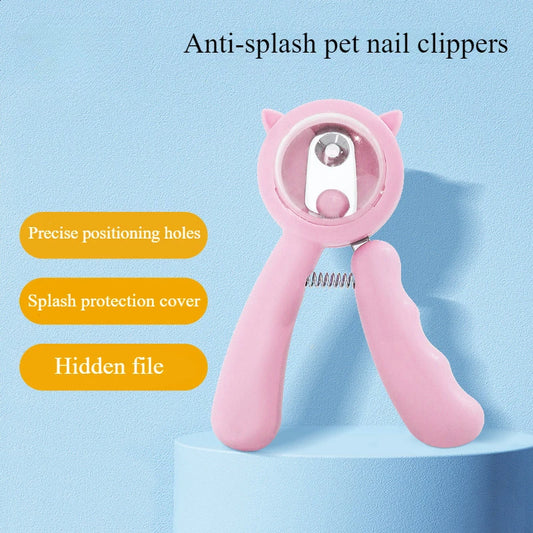 Pet nail clippers for dogs and cats, alloy blades for nail grinding, blister pack, splash-proof nail clippers with file