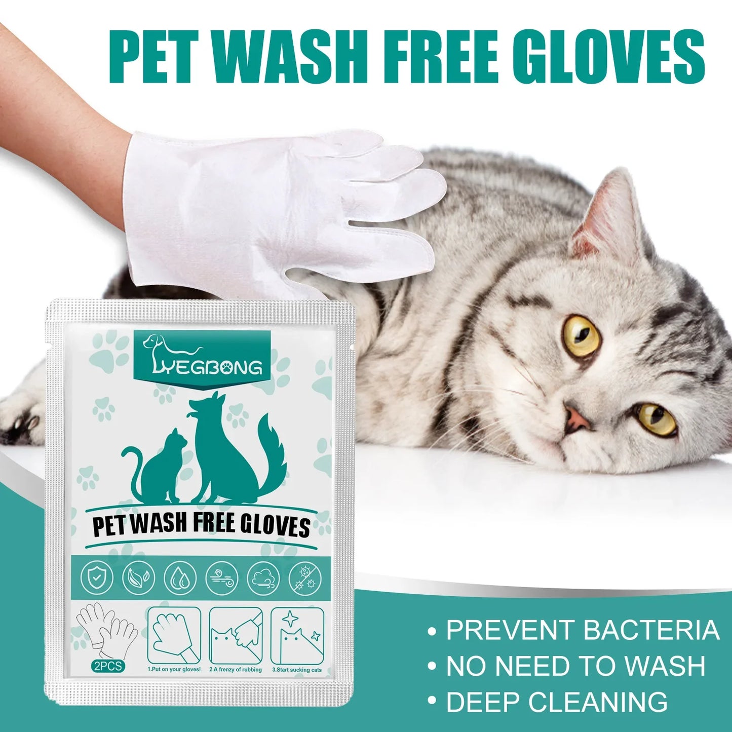 Pet leave-in cleaning gloves Dog bath deodorant deodorant Cat Clean dry cleaning gloves