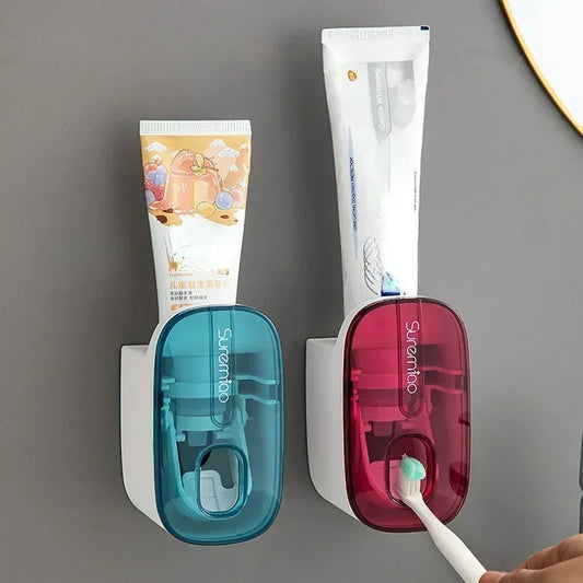 Automatic Toothpaste Dispenser Bathroom Accessories Wall Mount Lazy Toothpaste Squeezer Toothbrush Holder