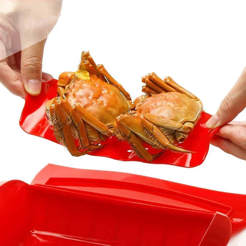 Kitchen Gadget Creative Silicone Steaming Fish Bowl Silicone Steaming Cage Microwave Oven with Cover Silicone Steaming Box