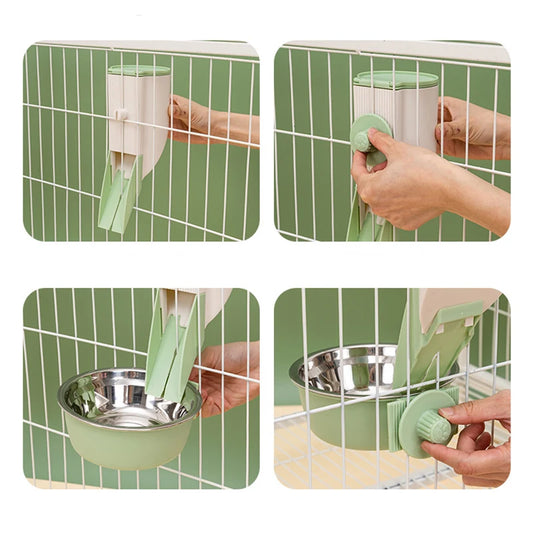 Food Container Dispenser Bowl For Puppy Cats Rabbit Cats Dogs Drinking Fountain Automatic Pet Water Bottle Cage Hanging Feeder