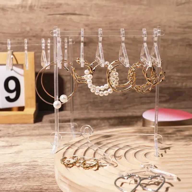 1set/2sets Acrylic Creative Jewelry Racks, Coat Hangers Shape Earring Racks, Cute Gift For Women And Girl, Home Shop Decor