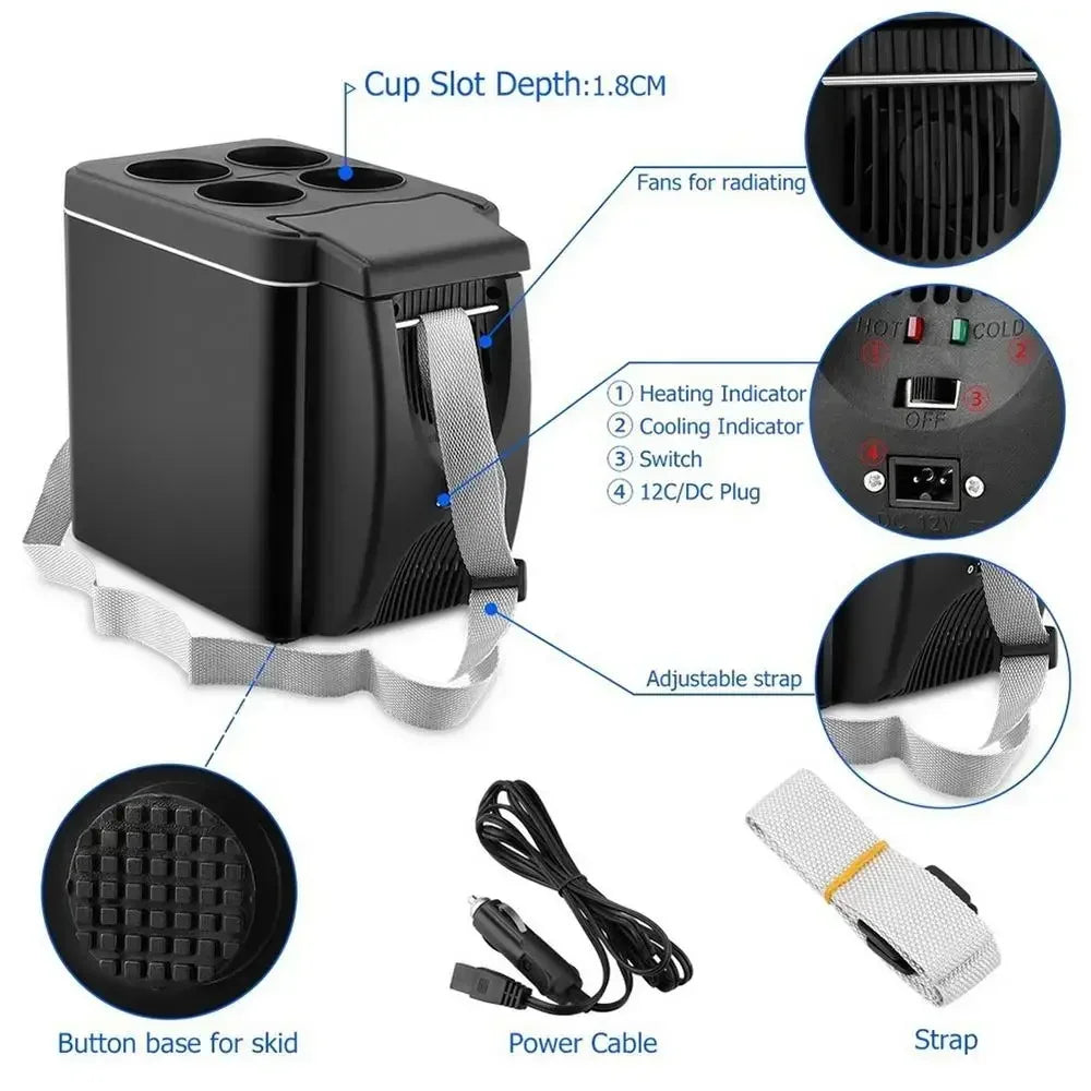 Electric Car Refrigerator 6L 12V Mini Freezer Car Freezer Cooler and Warmer Electric Fridge Portable Icebox Travel Refrigerato