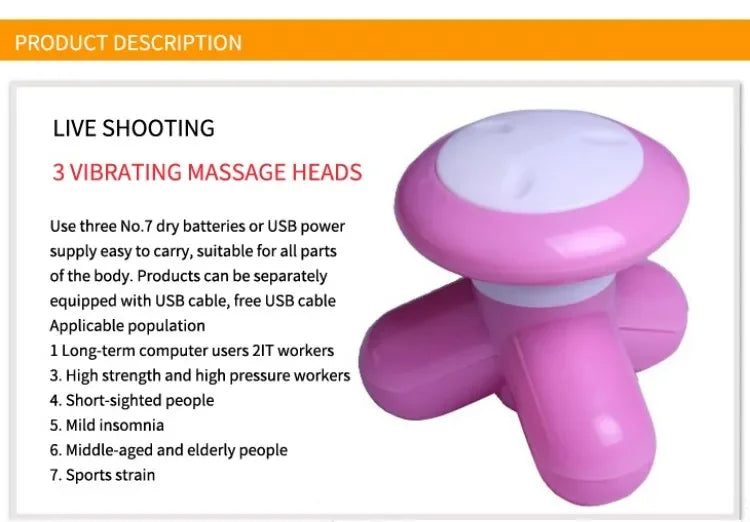 Multifunctional Full Body Vibration Mini Mini Massager Household USB Charging Electric Triangle Cervical Massage