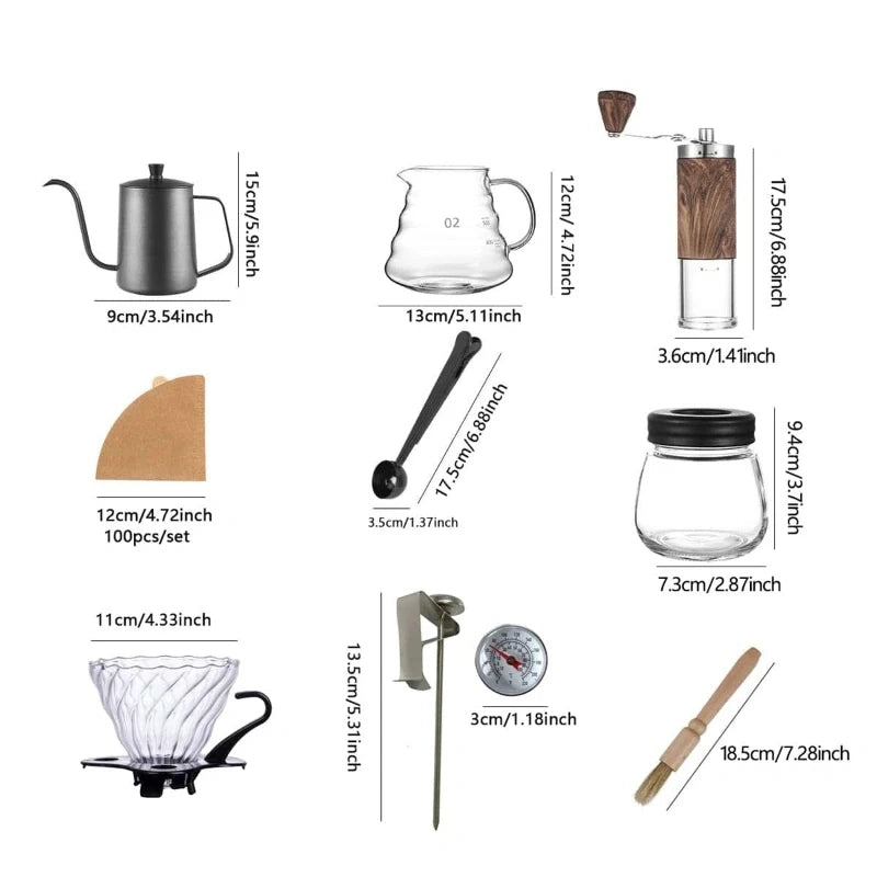 Outdoor combination portable commercial gift box, powder press, powder distributor, hand brewed coffee pot set