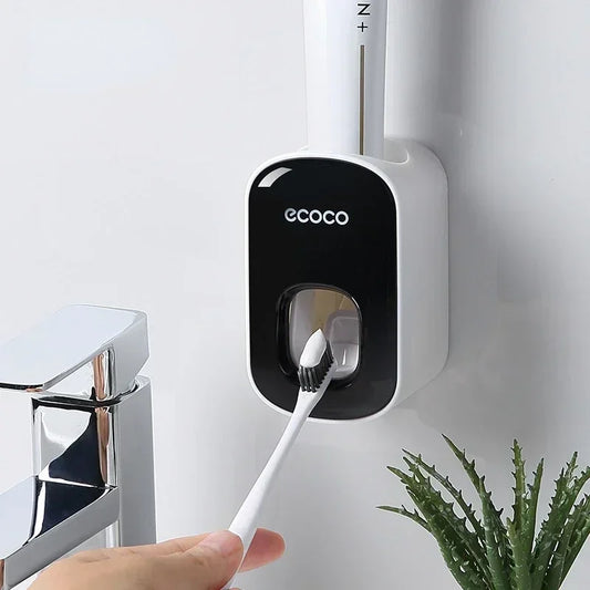 Automatic Toothpaste Dispenser Dust-proof Toothbrush Holder Wall Mount Stand Bathroom Accessories Set Toothpaste Squeezer