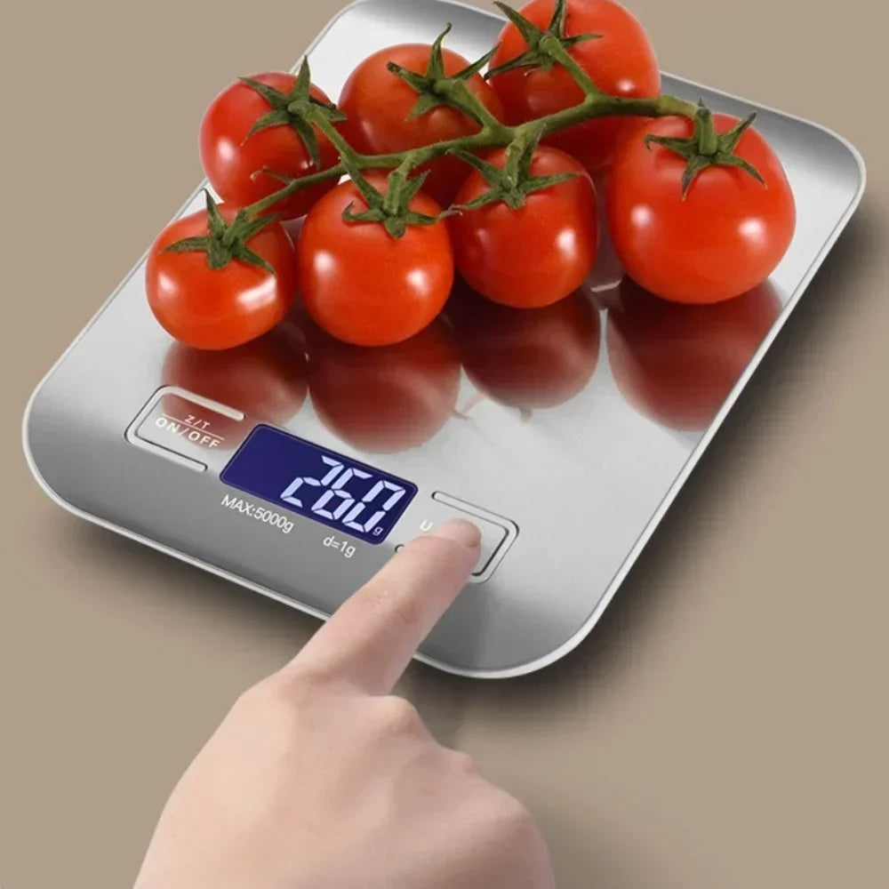 Multifunctional Stainless Steel Kitchen Scale with LCD Display