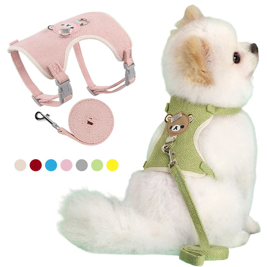 Cute Pet Harness Leash Set for Small Mid Dogs Cat