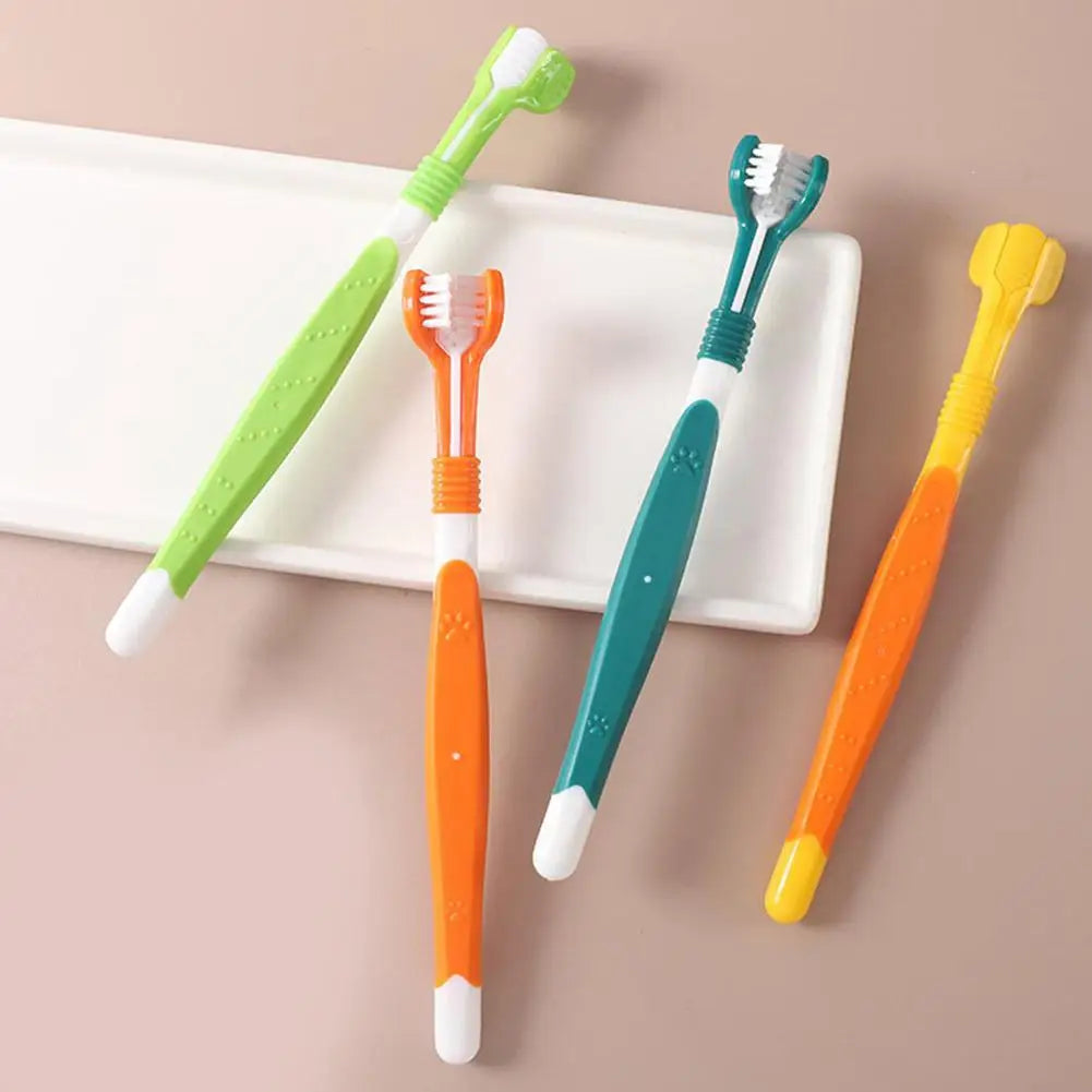 3 Sided Pet Toothbrush Dog Plastic Toothbrush Removing Bad Breath Care Tartar Cleaning Mouth Pet Dental Cat Cleaning Mouth
