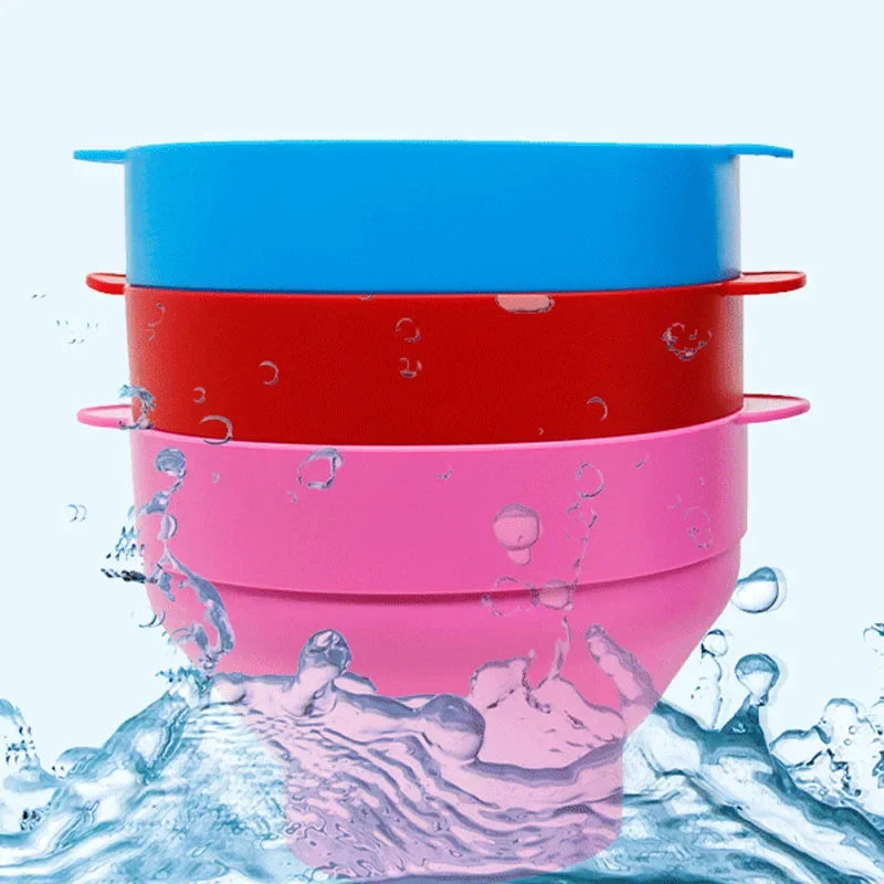 Kitchen Microwave Popcorn Bowl Bucket Silicone DIY Red Popcorn Maker with Lid Chips Fruit Dish High Quality Easy Tools